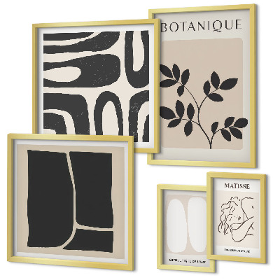 Set 5 slik v okvirju Elegantna abstraktna grafika rastlin