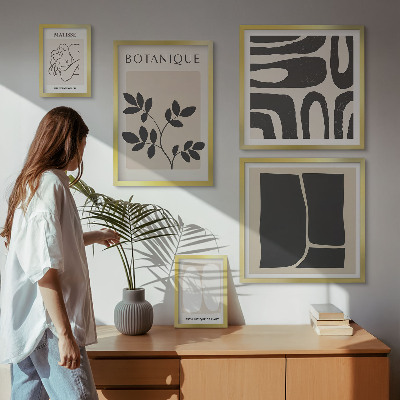 Set 5 slik v okvirju Elegantna abstraktna grafika rastlin