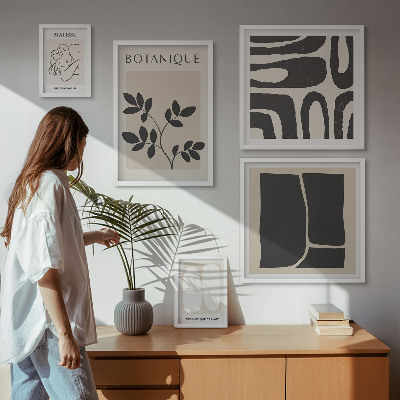 Set 5 slik v okvirju Elegantna abstraktna grafika rastlin