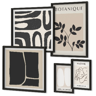 Set 5 slik v okvirju Elegantna abstraktna grafika rastlin