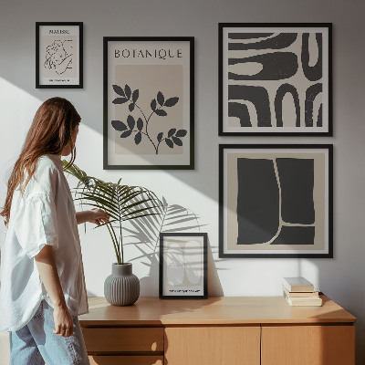 Set 5 slik v okvirju Elegantna abstraktna grafika rastlin