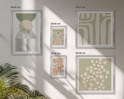 Poliptih v okvirju Elegantna pastelna grafika rastlin