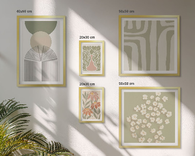 Poliptih v okvirju Elegantna pastelna grafika rastlin