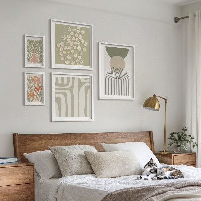 Poliptih v okvirju Elegantna pastelna grafika rastlin