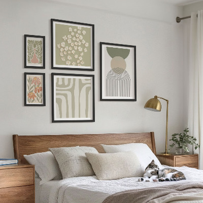 Poliptih v okvirju Elegantna pastelna grafika rastlin