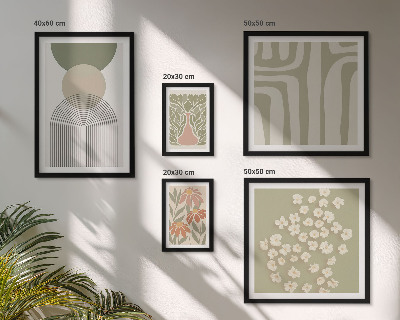 Poliptih v okvirju Elegantna pastelna grafika rastlin
