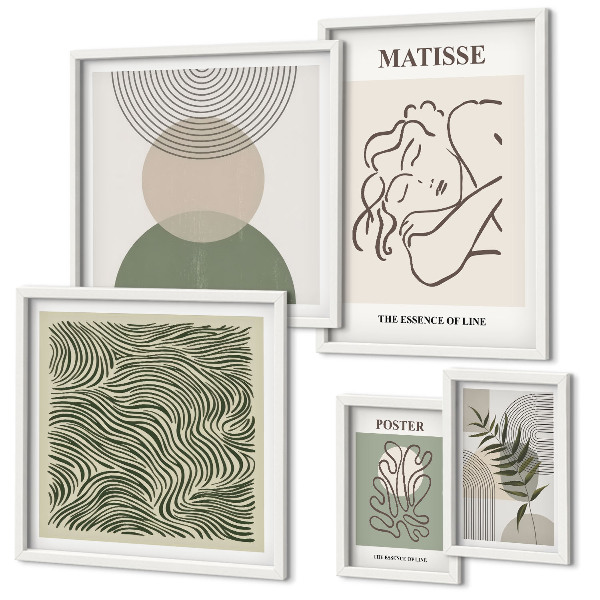 Set 5 slik v okvirju Minimalistične rastlinske kompozicije