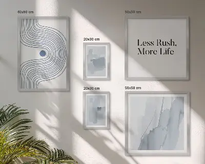 Sodobna minimalistična grafika poliptih v okvirju