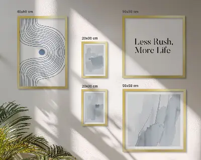 Sodobna minimalistična grafika poliptih v okvirju