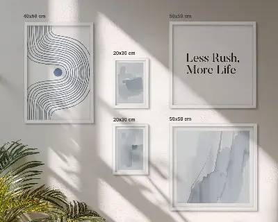 Sodobna minimalistična grafika poliptih v okvirju