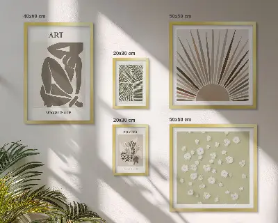 Elegantna abstraktna grafika rastlin poliptih v okvirju