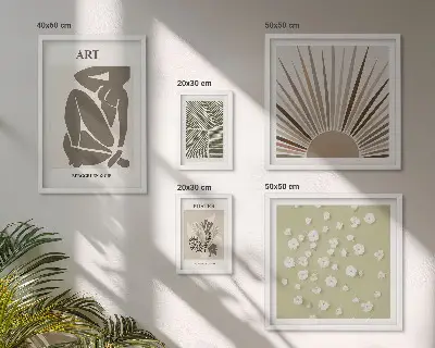 Elegantna abstraktna grafika rastlin poliptih v okvirju