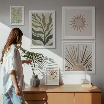 Elegantna abstraktna grafika rastlin poliptih v okvirju