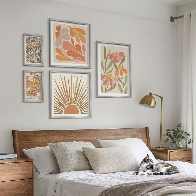 Set 5 slik v okvirju Geometrijsko cvetje v boho slogu
