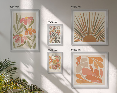 Set 5 slik v okvirju Geometrijsko cvetje v boho slogu