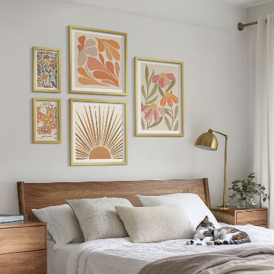 Set 5 slik v okvirju Geometrijsko cvetje v boho slogu