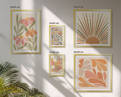 Set 5 slik v okvirju Geometrijsko cvetje v boho slogu