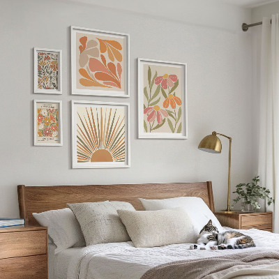Set 5 slik v okvirju Geometrijsko cvetje v boho slogu