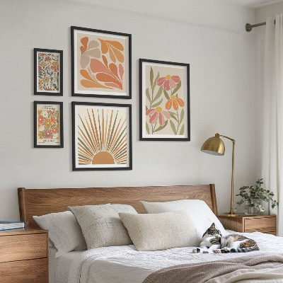 Set 5 slik v okvirju Geometrijsko cvetje v boho slogu