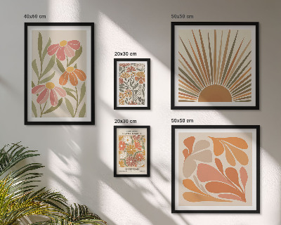 Set 5 slik v okvirju Geometrijsko cvetje v boho slogu