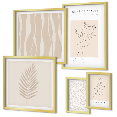 Set 5 slik v okvirju Elegantna grafika žensk in rastlin