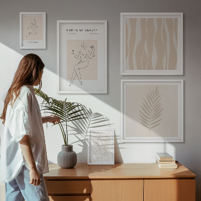 Set 5 slik v okvirju Elegantna grafika žensk in rastlin