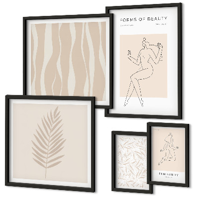 Set 5 slik v okvirju Elegantna grafika žensk in rastlin