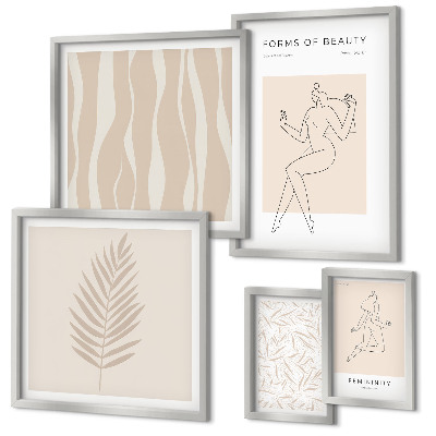 Set 5 slik v okvirju Elegantna grafika žensk in rastlin