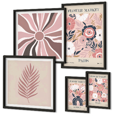 Set 5 slik v okvirju Cvetlične tržnice v boho slogu
