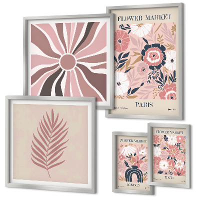 Set 5 slik v okvirju Cvetlične tržnice v boho slogu
