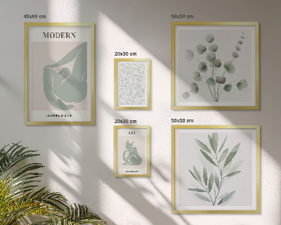 Poliptih v okvirju Elegantna rastlinska in abstraktna grafika