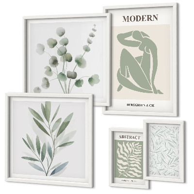 Set 5 slik v okvirju Elegantni rastlinski dekorativni motivi