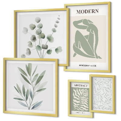 Set 5 slik v okvirju Elegantni rastlinski dekorativni motivi