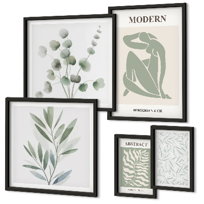 Set 5 slik v okvirju Elegantni rastlinski dekorativni motivi