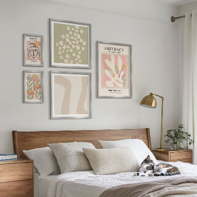 Set 5 slik v okvirju Elegantna notranjost z abstraktnimi cvetovi