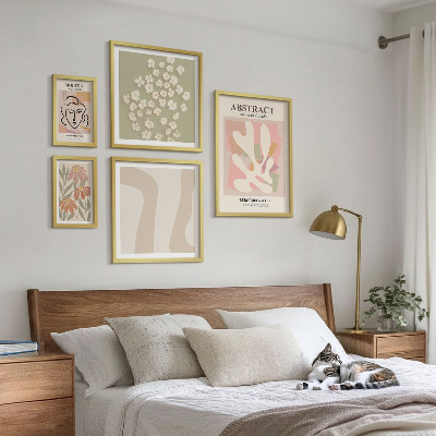 Set 5 slik v okvirju Elegantna notranjost z abstraktnimi cvetovi