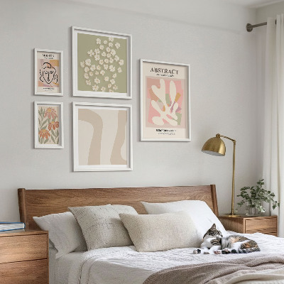 Set 5 slik v okvirju Elegantna notranjost z abstraktnimi cvetovi