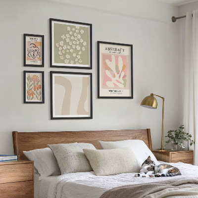 Set 5 slik v okvirju Elegantna notranjost z abstraktnimi cvetovi