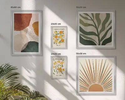 Komplet usklajenih slik elegantna geometrijska rastlinska grafika