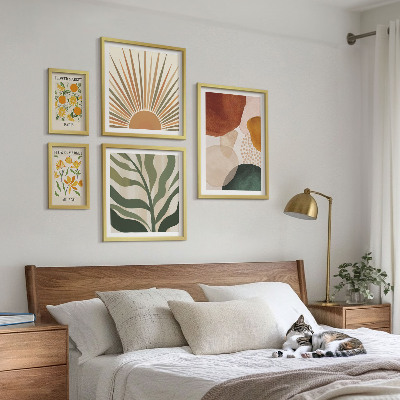 Komplet ujemajočih se slik Elegantna geometrija rastlinske grafike