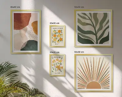 Komplet usklajenih slik elegantna geometrijska rastlinska grafika