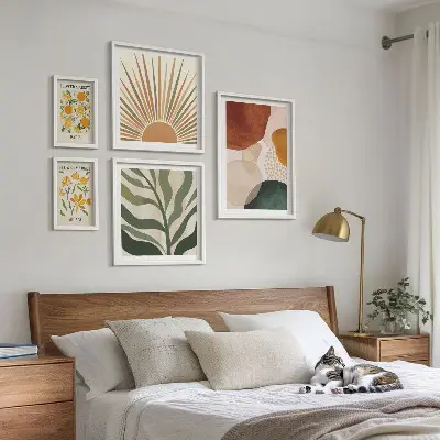 Komplet usklajenih slik elegantna geometrijska rastlinska grafika