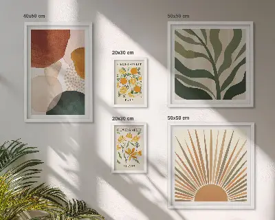Komplet usklajenih slik elegantna geometrijska rastlinska grafika