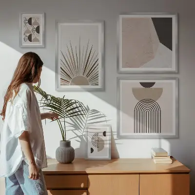 Abstraktne geometrijske oblike komplet 5 slik v okvirju
