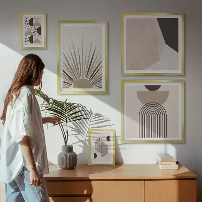 Abstraktne geometrijske oblike komplet 5 slik v okvirju