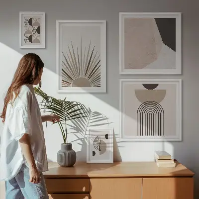 Abstraktne geometrijske oblike komplet 5 slik v okvirju