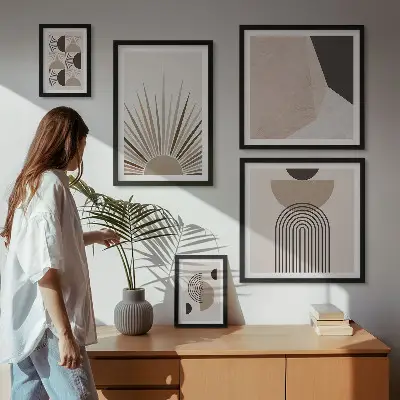 Abstraktne geometrijske oblike komplet 5 slik v okvirju