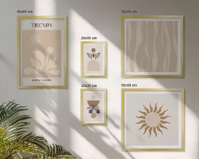 Poliptih elegantnih abstraktnih okraskov v okvirju