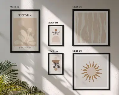Poliptih elegantnih abstraktnih okraskov v okvirju