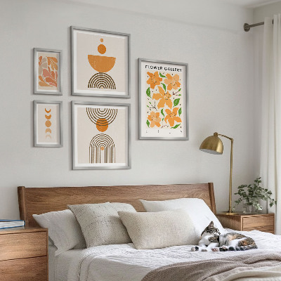 Komplet ujemajočih se slik Elegantno cvetje in geometrija
